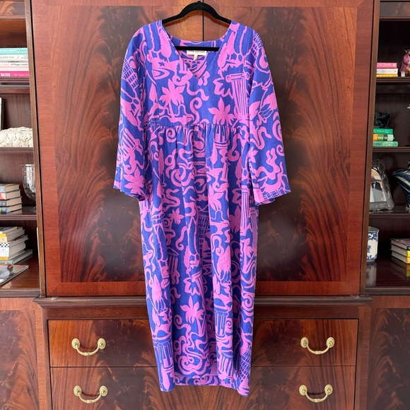 Mara Hoffman Aviva Dress | Thalasa Print Dyed Hemp Midi - Picture 7 of 14